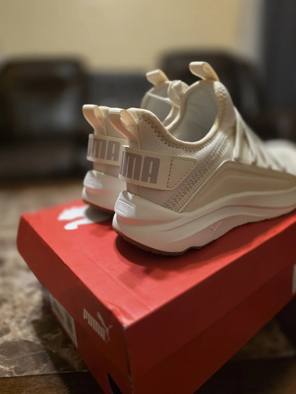 PUMA Women’s Beige Lightweight Athletic Sneakers